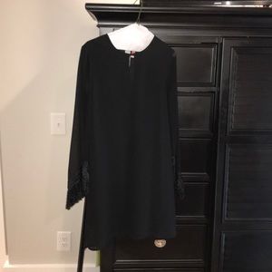 Entro black dress with fringed sleeves